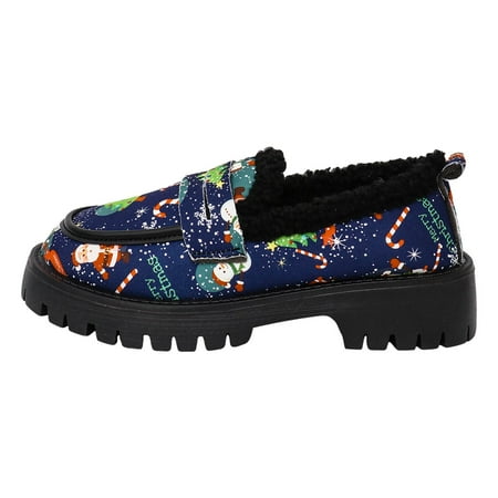 Women S Loafers Warm Fuzzy Fleece Leather Platform Chunky Slip-On Loafers Casual Formal Work Shoes Suitable For Early Spring Brown