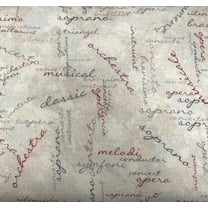 Stof European My Composition Musical Words Beige Cotton Fabric By The Yard