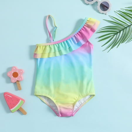 

Huilaibazo Girls Swimsuit Kids Toddler Baby Girls Spring Summer Colorful Cotton Sleeveless Romper Bodysuit Beach Swimwear Clothes