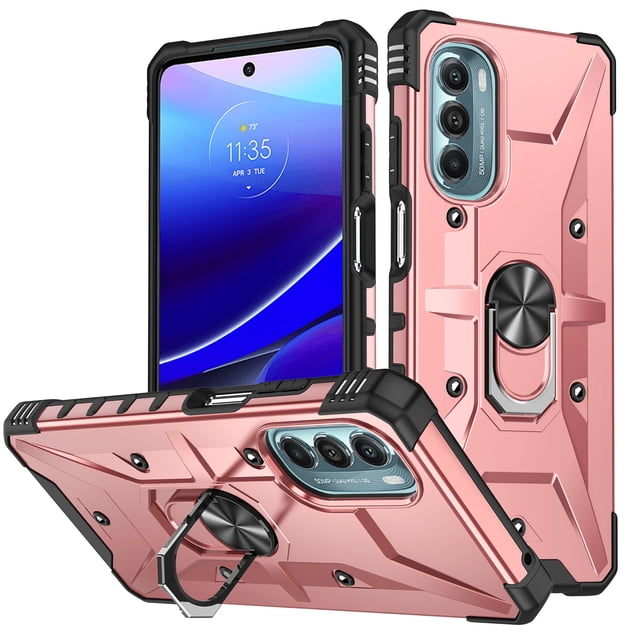 Heavy Duty Rugged Case for Motorola Moto G 5G (2022) 360° Rotation Ring Holder Kickstand Function Anti-Slip Work with Magnetic Car Mount Shockproof Protective Case, Black