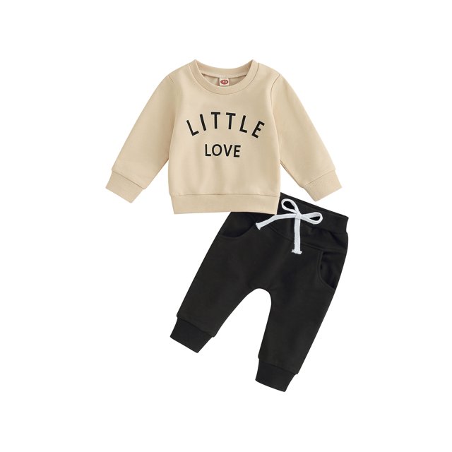 ZAXARRA Garçons Tout-Petits Automne Tenues Lettre Impression Col Rond Sweat-Shirts à Manches Longues et Pantalons 2Pcs Vêtements Ensemble