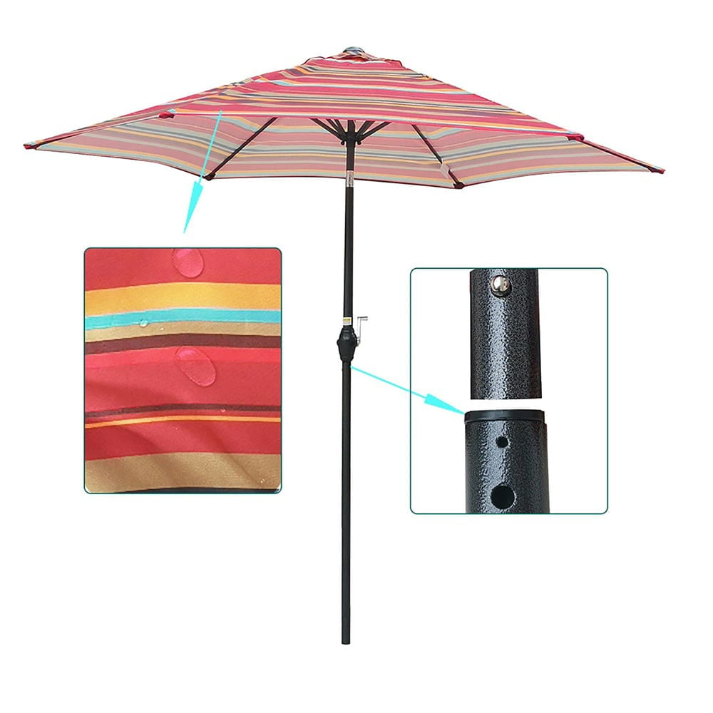 Topcobe 9Ft Stripes Fabric Tilt Umbrella, Outdoor Patio Umbrella, Outdoor Table Umbrella for Balcony, Yard, Backyard