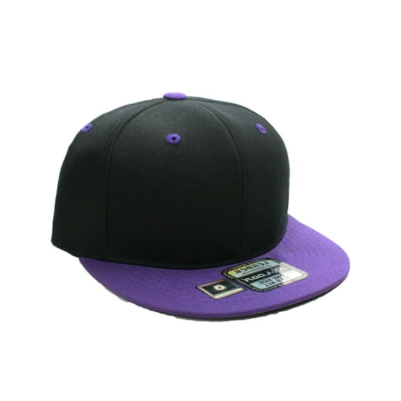 D&I. Plain Adjustable Snapback Hats Caps Flat Bill Visor - Black Purple