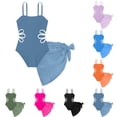 thumbnail image 3 of YunPes Girls Swimsuit Cut out One Piece Bathing Suits for Teens Adjustable Straps Swimwear with Cover up Skirt Square Neck Ruched, 3 of 3