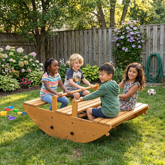 Avenlur Banyan Jumbo Wooden Rocker & Climber, Montessori Indoor Active Play Gym