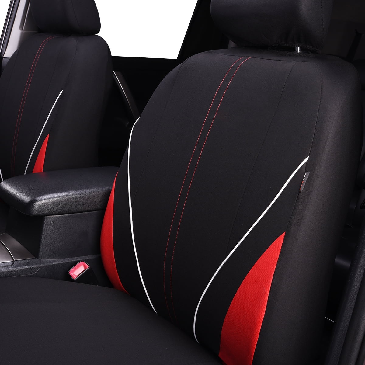 Flying Banner Car Seat Covers Front Rear Full Set Protectors Auto Interior Car Accessories Rear Bench Split 40/60 50/50 60/40 Piping Sporty Orange Black