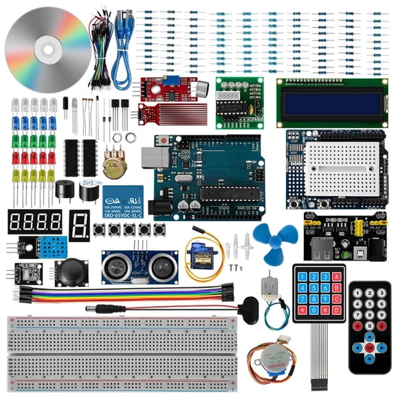 LAIQIEN Super Starter Kit for SET R3 Breadboard / Step Motor / SG90 Servo / 1602 LCD / jumper- Wire / Tutorial Full Set