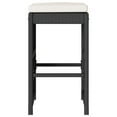 thumbnail image 2 of vidaXL Garden Bar Stools with Cushions 2 pcs Black Poly Rattan, 2 of 5