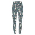 thumbnail image 4 of Xdegoge Holiday Leggings for Women Slim Fit High Waisted Tummy Control Stretchy Comfy Spandex Yoga Lounge Festival Cute Bunny Floral Print Tights, 4 of 6