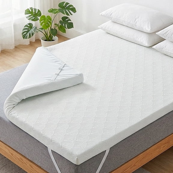 WISHEAD 3 Inch Queen Size Gel Memory Foam Mattress Topper, Cooling Pad with Removable Cover, Pressure Relief Bed Topper