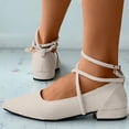 thumbnail image 5 of YLYL Women's Suede Ankle Strap Mary Jane Shoes Pointed Toe Soft Soled Comfort Casual Dressy Business Party Shoes, 5 of 6