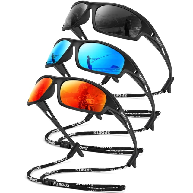 Gafas de Sol Polarizadas OUKEMAX para Hombres Deportivas Paquete de 3 + UV400