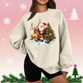 thumbnail image 2 of Christmas Long Sleeve Shirts for Women Thin Fleece Round Neck Christmas Print Loose Hoodless Sweatshirt, 2 of 5