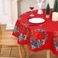 thumbnail image 2 of Christmas Table Cloth, Waterproof Spillproof Xmas Wreath Print Tablecloth Decor, 2 of 9