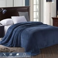 thumbnail image 3 of Exclusivo Mezcla Waffle Textured Soft Fleece Blanket, Queen Size Bed Blanket, Cozy Warm and Lightweight (Navy Blue, 90"x90"), 3 of 6