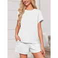 thumbnail image 3 of Short Sleeve Womens 2 Piece Lounge Sets Casual Shirt & Shorts Sets, 3 of 6