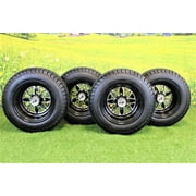 (New) Antego 205/50-10 with 10x7 Fusion Glossy Black Wheels for Golf Cart (Set of 4)