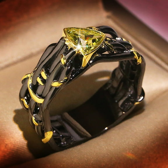 Wentin Reduced Rings Fashion Women'S Black Ring Zirconia Diamond Ring Engagement Wedding Ring