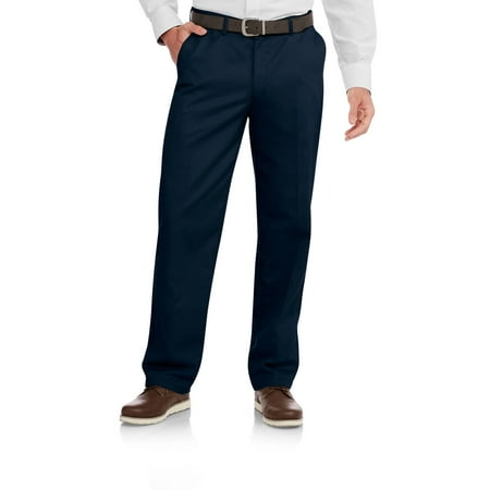 George Men's Wrinkle Resistant Flat Front 100% Cotton Twill Pant with (Best Flat Front Dress Pants)