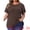 Brown, variant on Unique Bargains Women's Plus Size Short Sleeve Crew Neck Striped Top 1X Rainbow