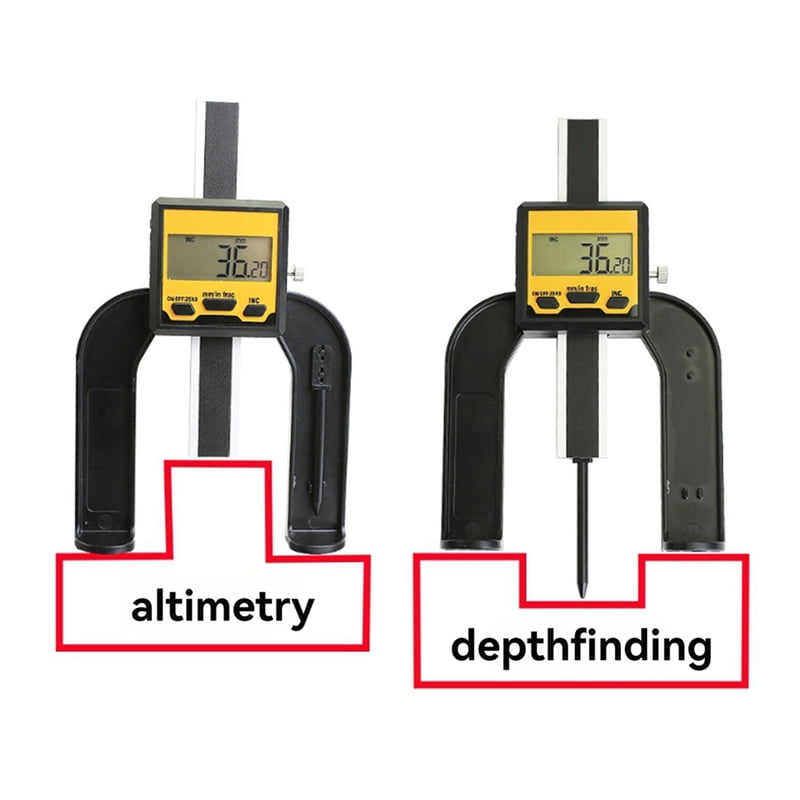 Symkmb 0-80mm Digital Depth Gauge for Woodworking Measuring Tool Digital Caliper Mini Digital Height Gauge Depth Guage Aluminum Alloy Black
