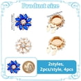 thumbnail image 2 of 4 Pcs 2 Styles Rhinestone Buttons Cover Flower Buttons Cover Detachable Shirt Button Clips Buttons Jewelry for Dress Suit Tux Shirt Accessories 1.1inch in Diameter Dark Blue, 2 of 8
