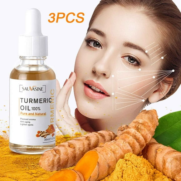 Sérum Corrector de Manchas Oscuras con Aceite Esencial de Cúrcuma (3 unidades) - Hidratante y Reparador - 30 ml (3 unidades) - Pack de baño