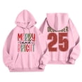 thumbnail image 4 of Women's Christmas Letter Hooded Sweatshirt, Merry and Bright Design, Comfortable Long Sleeve Pullover for Women, Festive Holiday Wear,Pink,M, 4 of 4