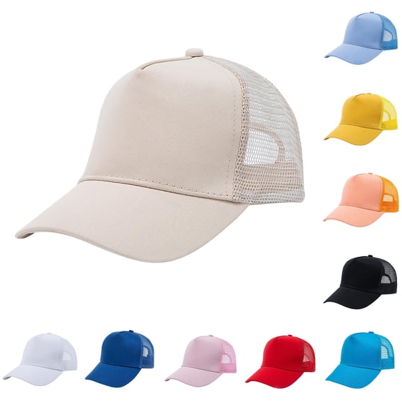 JCCXIN Toddler Kids Baseball Cap Boys Girls Trucker Hat Breathable Mesh Adjustable Solid Color Lightweight School Days Caps Summer Daily Outdoor Adorable Vacation Sports Hats,Beige