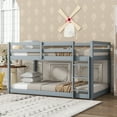 thumbnail image 2 of CoSoTower Solid Wooden, Solid Rubber Wooden Twin Over Twin Loft Bed with Ladder, with Bed Platform of Strengthened Slats , Grey, 2 of 9