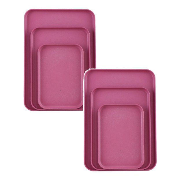 Oleegame 2PC Picnic Trays For Food Birch Multi Use Large Capacity Serving Tray Plastic Practical Food Grade Storage Tray For Home Anti Deformed Shockproof A