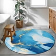 thumbnail image 3 of Round Rugs 3.3Ft, Blue Marble Round Area Rug Washable Indoor Throw Carpet, Modern Ink Painting Abstract Art Soft Non Slip Circle Rug for Laundry Room Patio Home Decor Aesthetic, 3 of 8