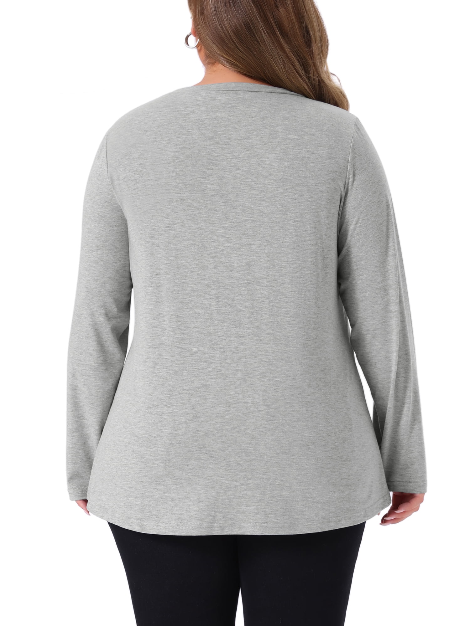 DARING DIVA Women's Plus Size Long Sleeve Button Side Swing Blouses 2X Gray