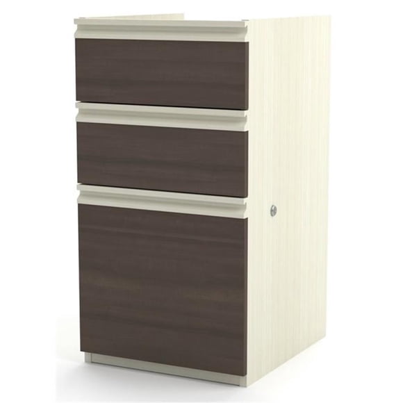 Pemberly Row 3 Drawer Pedestal in White Chocolate and Antigua