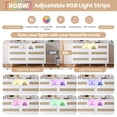 thumbnail image 4 of TROPOW Natural Rattan Dresser for Bedroom with LED Light and Charging Station, 6 Drawer Double Dressers, Modern Wooden Dresser Chest, Beside Table for Closet, Nursery, Living Room,White, 4 of 7