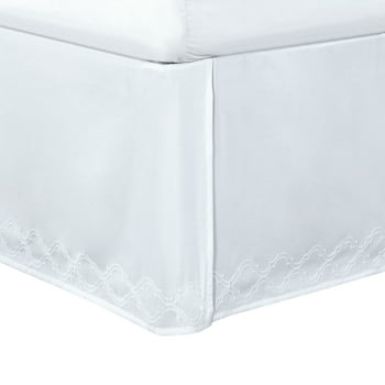 Better Homes and Gardens White Embroidered Olefin Microfiber Bed Skirt, Full/Queen