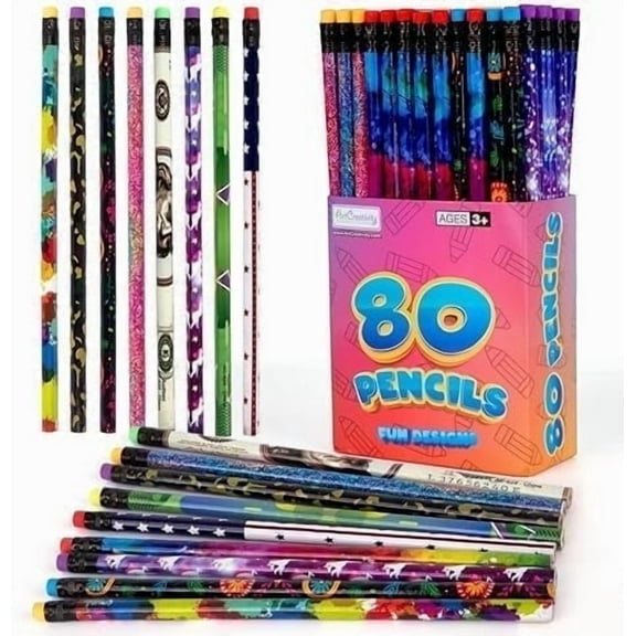 ArtCreativity Number 2 Pencils Set, 24 Pack – Fun Design Wooden Pencils for Kids, Party Favors, and Classroom Supplies