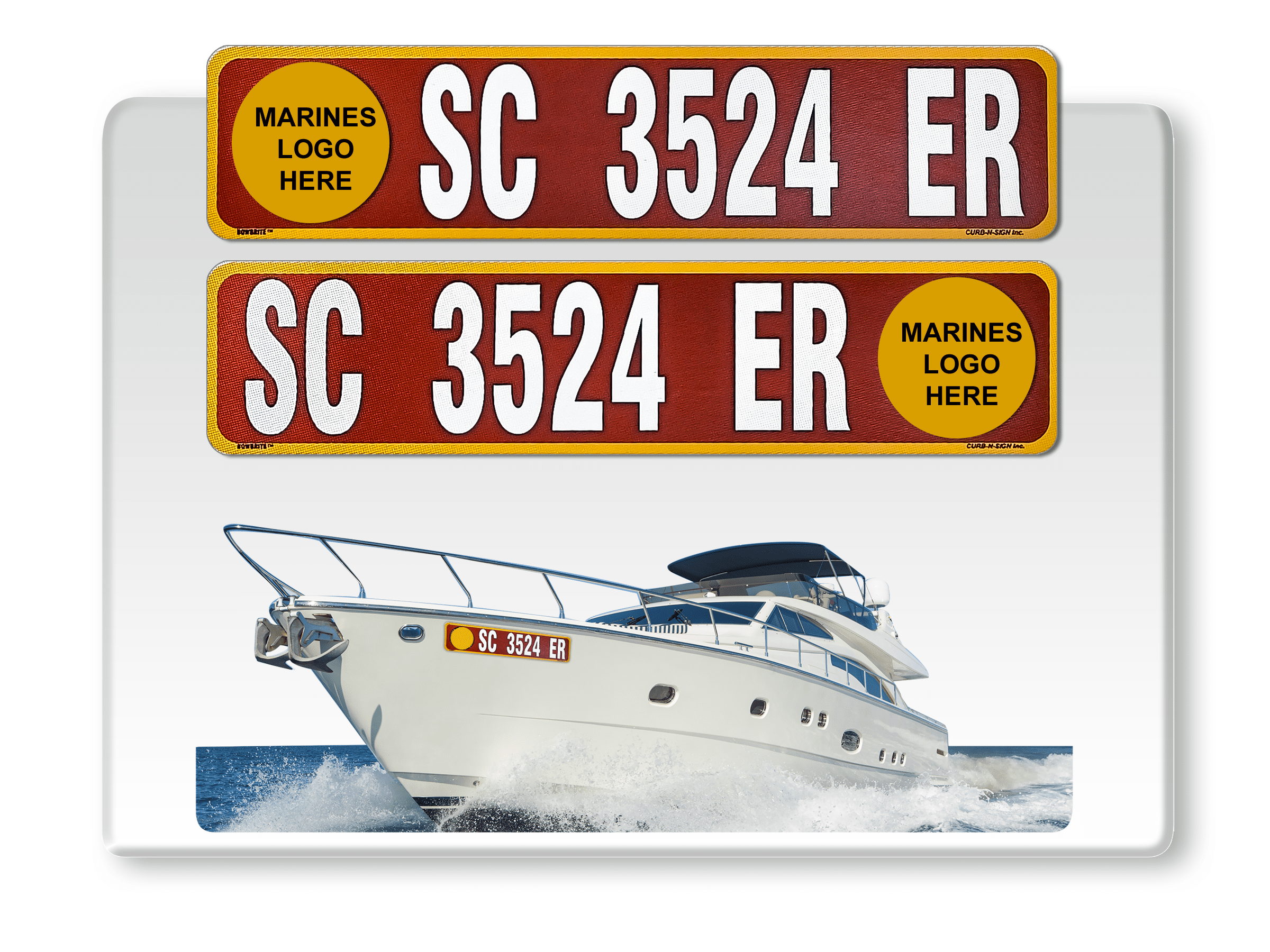 2 Pack Super Reflective Custom Boat Registration Numbers and Letters