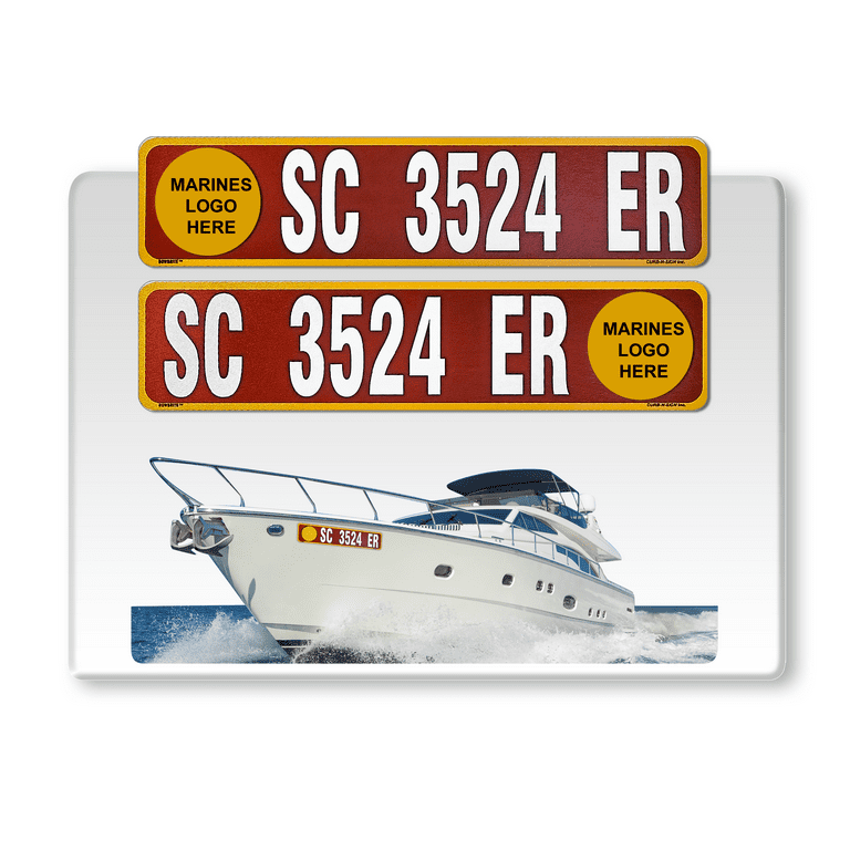 2 Pack Super Reflective Custom Boat Registration Numbers and Letters  Stickers, Set of 2 Custom Boat Stickers Numbers Lettering (4x20),  Waterproof Vinyl Decal Boat Decal Stickers (Marine) 