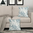thumbnail image 3 of Smoke Blue and Cream Floral Pillow Covers 16x16 Inch Set of 2 Vintage Floral Throw Pillow Covers Chinoiserie Flower Pillowcases Rustic Farmhouse Cotton Linen Cushion Covers for Couch Bed Sofa Decor, 3 of 6