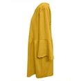 thumbnail image 4 of CHOK Cyber&Monday Deals Robes pour Femmes 2023 Manches Évasées Tunique Fluide Smockée en Coton Lin Robes Manches 3/4 Col Rond Solide Été Mini Robe Formelle Café TTTTG Liquidation un, 4 of 5