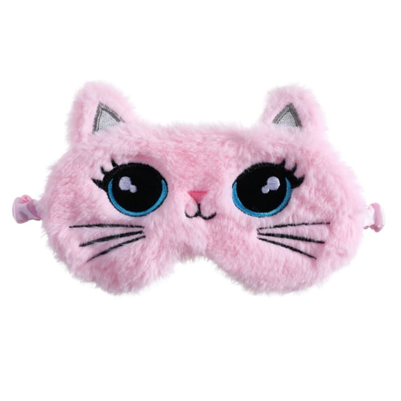 HAJWOH Cute Animal Sleep Mask Soft Plush Sleeping Mask Lovely Cartoon Cat Kitty Eye Blindfold for Women Girls Nap Night Sleeping, Pink