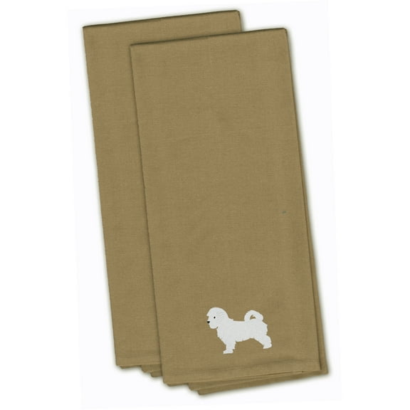 Maltese Tan Embroidered Towel Set of 2