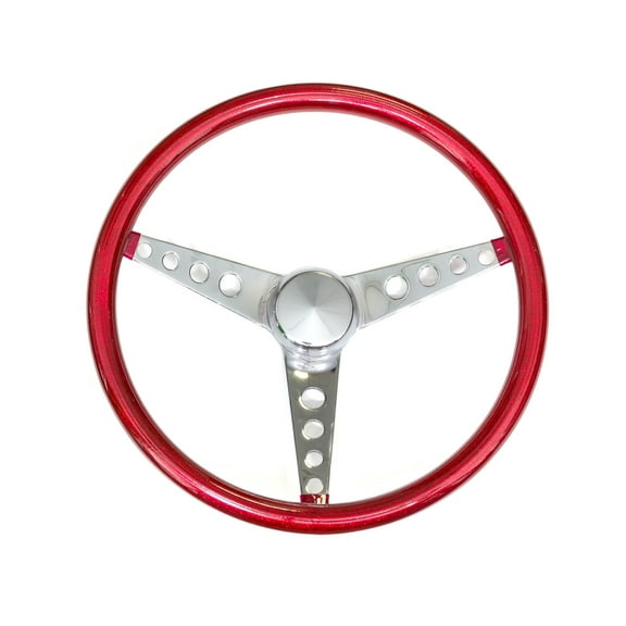 Steering Wheel Mtl Flake Red/Spoke Chrm 15