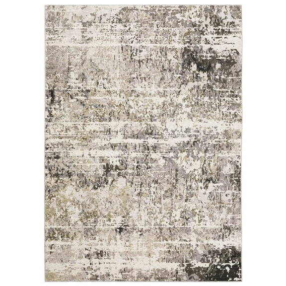 Oriental Weavers Nebulous Area Rug - 091L9 - 6'7" x 9'6" - in Gray/ Ivory - Modern Style, Stain Resistant, Family and Pet Friendly , Dining, Living Room Rug