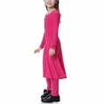 thumbnail image 6 of Odeerbi Muslim Dress For Girls 2025 Long Sleeve Long Dress V Neck Colorblock Dress for Teen Girls Hot Pink, 6 of 6