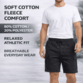 thumbnail image 6 of Yacht & Smith 3 Pack Men’s 5 Pocket Fleece Cargo Shorts, Cotton, Drawstring, Bulk Athletic Lounge Shorts, Black,, Size 2X-Large, 6 of 7