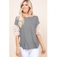 thumbnail image 3 of Cute Striped Curved Hem Casual Top L, 3 of 9