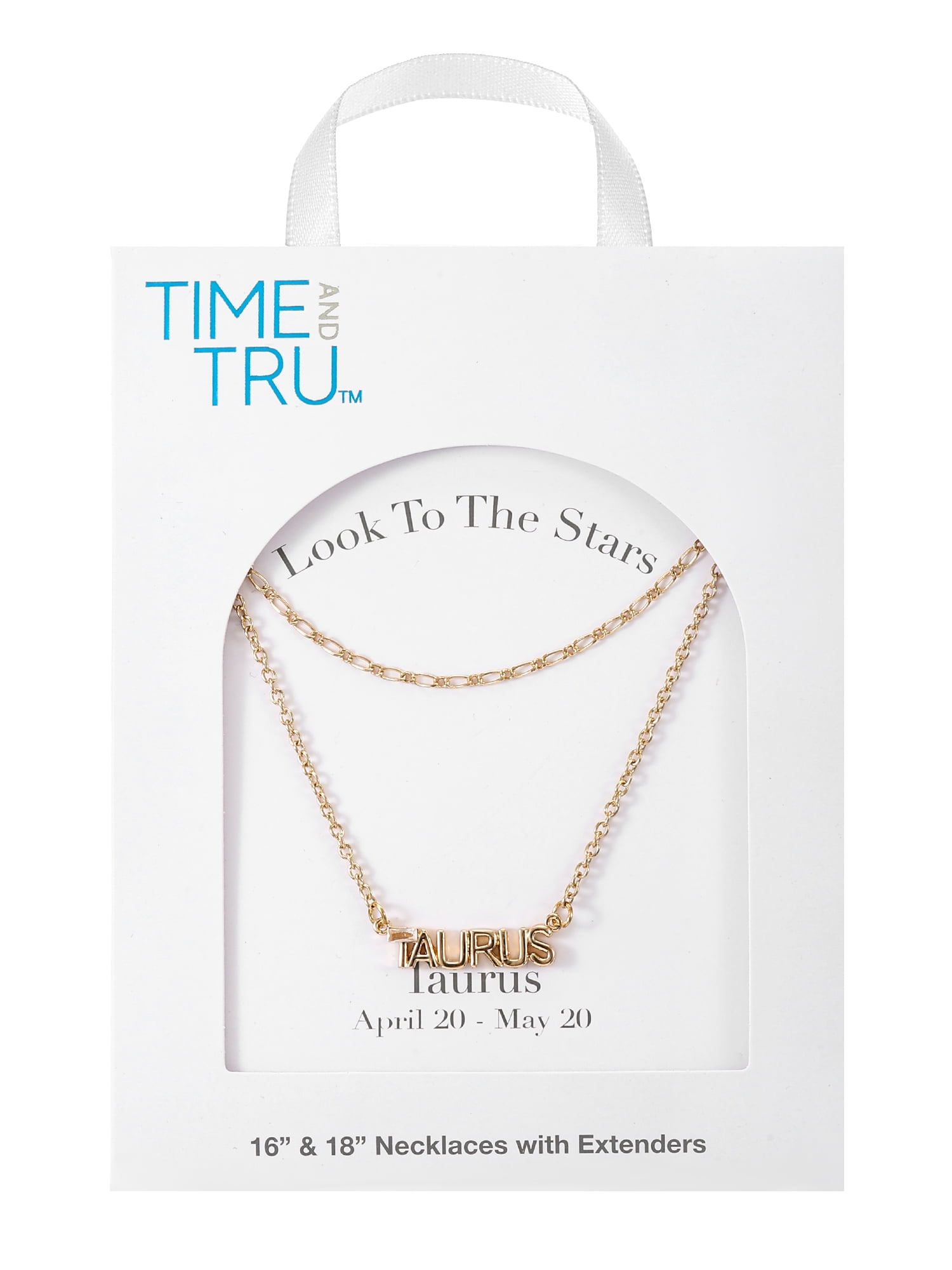 Time and Tru Goldtone Zodiac Necklace Set, 2 Pieces, Taurus
