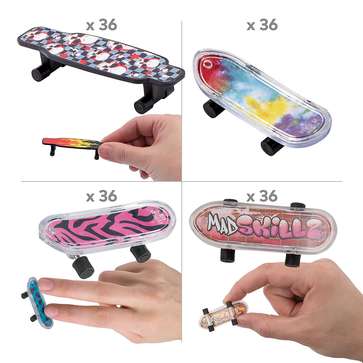 Mini Skateboard Assortment Kit Bulk 144 Pc